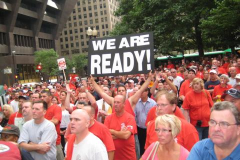 Thousands of telecom workers and supporters jammed Post Office Sq.