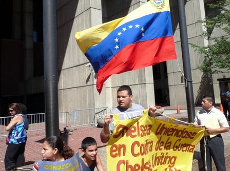 Chelsea Uniting Against the War; Venezuelan Flag in Background