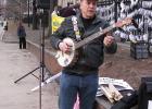 Pat Scanlon performs a peace song